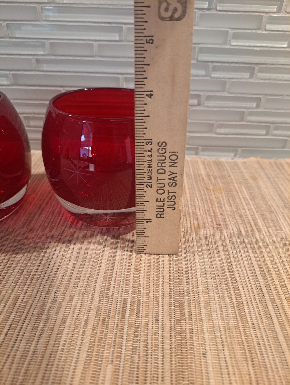 Crate & Barrel Diva Ruby Red Glass Votive Candle Holders Pair Made In Poland - Picture 2 of 5